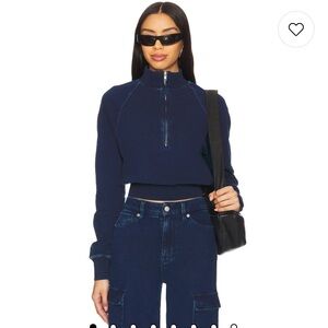 Good American Denim half zip pullover